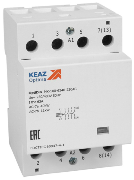 Изображение товара Контактор КЭАЗ 321203 - 40 А, 1 НЗ + 3 НО, переменная цепь управления