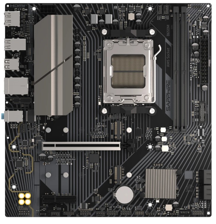 

Материнская плата mATX Sapphire B650M-E 52112-04-40G (AM5, AMD B650, 2*DDR5, PCIe, 2*M.2, 4*USB 3.2, 10*USB 2.0, 4*SATA, DP, HDMI), B650M-E