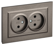 фото Розетка двухместная без заземления в сборе  IEK BR-R20-10-K45-F