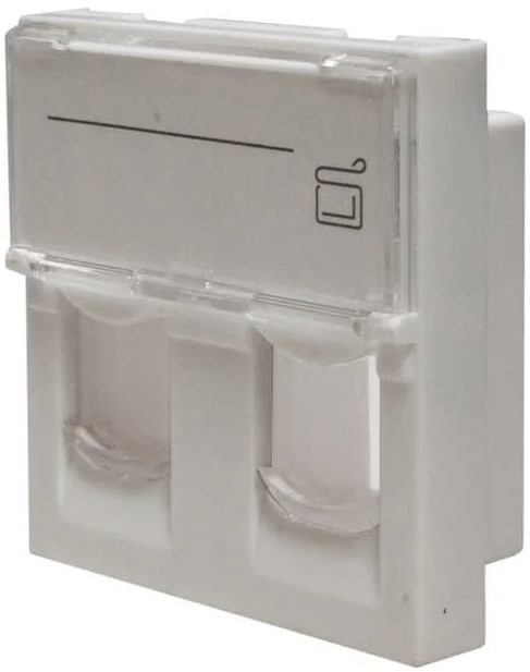 

Панель лицевая SUPRLAN 10-0302-1 со шторкой 45x45 2xKeystone ABS пластик белый, 10-0302-1