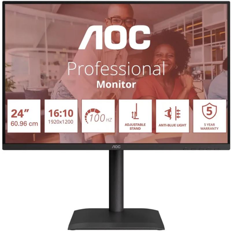 

Монитор 24" AOC X24E4U 1920x1200 LED, 16:10, IPS, 300cd, 178/178, 100Hz, VGA, HDMI, DP, USB, HAS, Pivot, черный, X24E4U