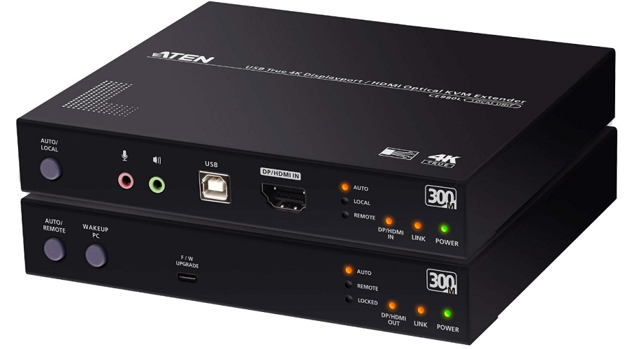 

Удлинитель KVM Aten CE980-AT-G extender, KVM USB, HDMI/DP+AUDIO+RS232, 300 м., 2xОптич.волокна (10GBase-SW/850nm Multi-Mode/LC),2xDC 12V, (до 4096x216, CE980-AT-G