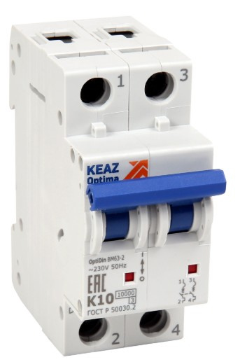 Изображение товара Автоматический выключатель КЭАЗ 262655 2 полюса 20 А 10 кА