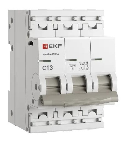 Изображение товара Автоматический выключатель EKF M63MA6313C 13А IP20 для защиты цепей