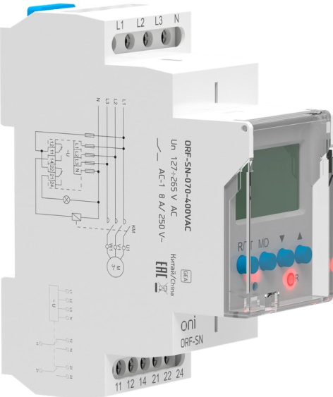 Изображение товара Реле контроля фаз ONI ORF-SN-070-400VAC для трехфазных сетей