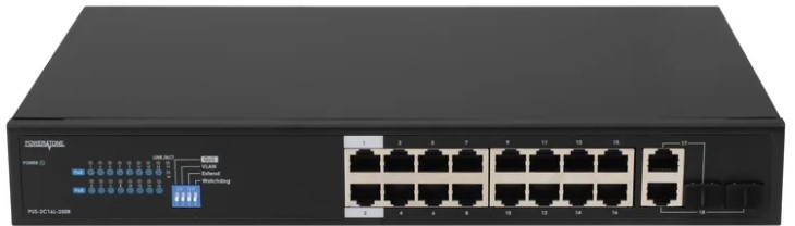 

Коммутатор неуправляемый POWERTONE PUS-2C16L-250R 16 портовый POE с возможностью установки в стойку, PUS-2C16L-250R