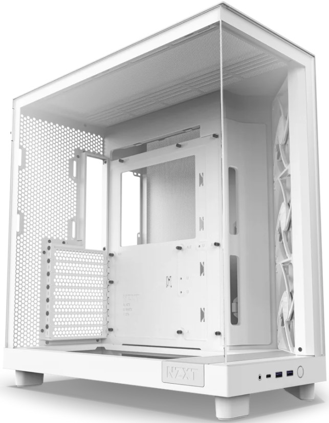 

Корпус ATX NZXT H6 Flow CC-H61FW-01 белый, без БП, боковая паенль из закалённого стекла, 2*USB 3.2, USB Type-C, H6 Flow