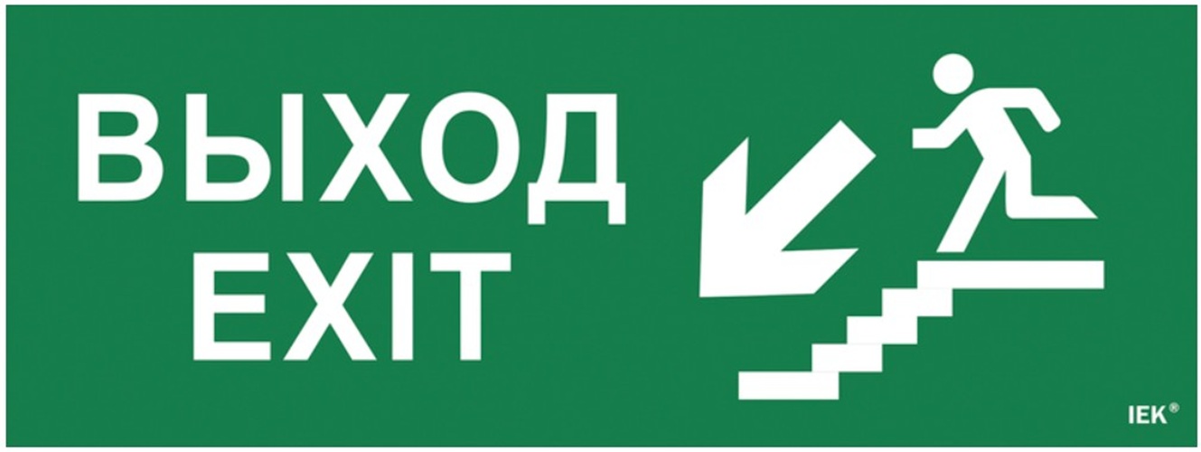 Знак наклейка IEK LPC10-1-35-13-VLVNF 350х130мм "Выход/лестница вниз/фигура"