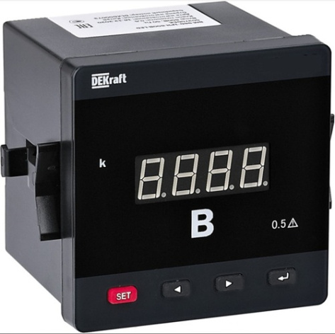 Изображение товара Цифровой вольтметр DEKraft 50363DEK для переменного напряжения 600 В с LED дисплеем