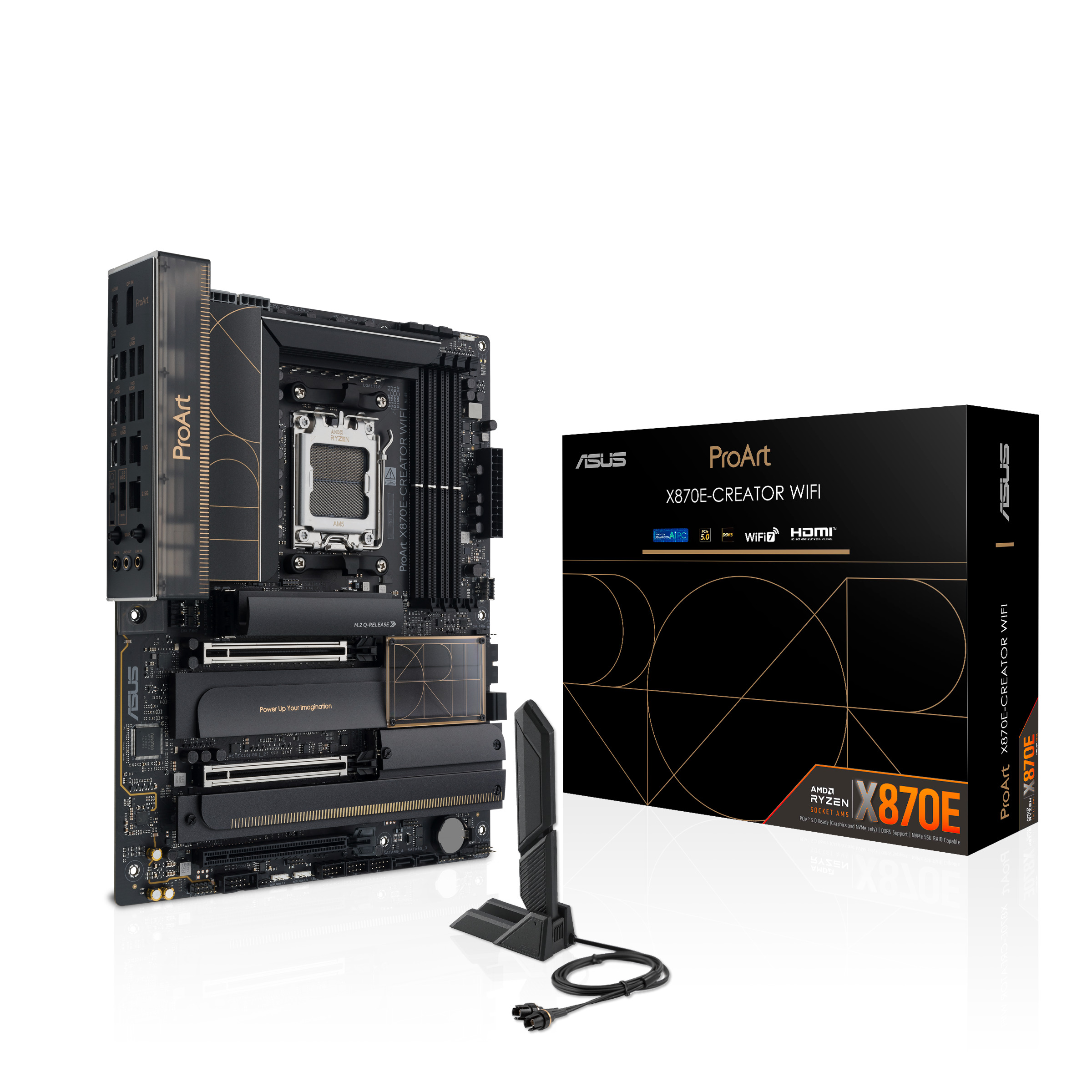

Материнская плата ATX ASUS PROART X870E-CREATOR WIFI (AM5, AMD X870, 4*DDR5 (8000), 4*SATA 6G RAID,, PROART X870E-CREATOR WIFI