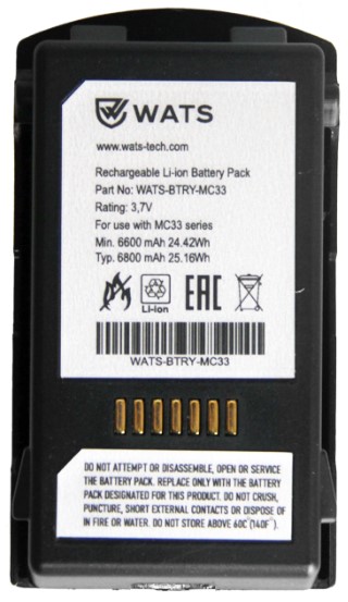 

Аккумулятор Zebra WATS-BTRY-MC32/33-68MA-01 ASSY: battery for MC32/33, 6800мАч, WATS-BTRY-MC32/33-68MA-01