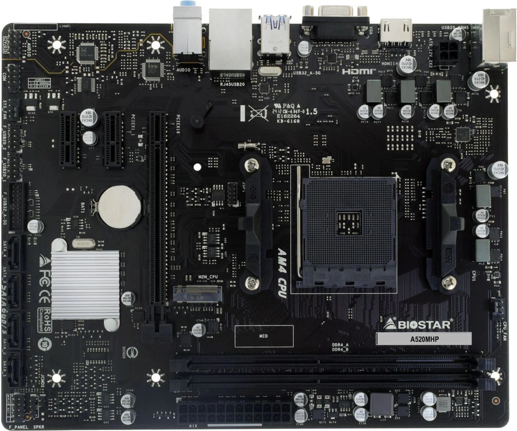 

Материнская плата mATX Biostar A520MHP (AM4, 2*DDR4(3200), 4*SATA RAID, M.2, 3*PCIe, Glan, VGA, HDMI, 4*USB 2.0, 2*USB 3.0), A520MHP