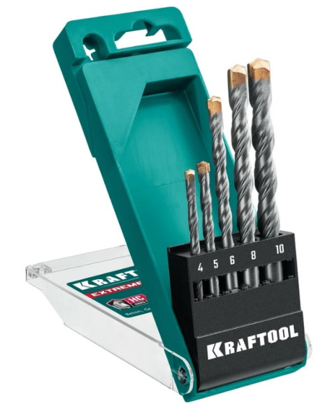 Изображение товара Набор сверл Kraftool Extreme 5 шт диаметр 4-10 мм для бетона кирпича и камня