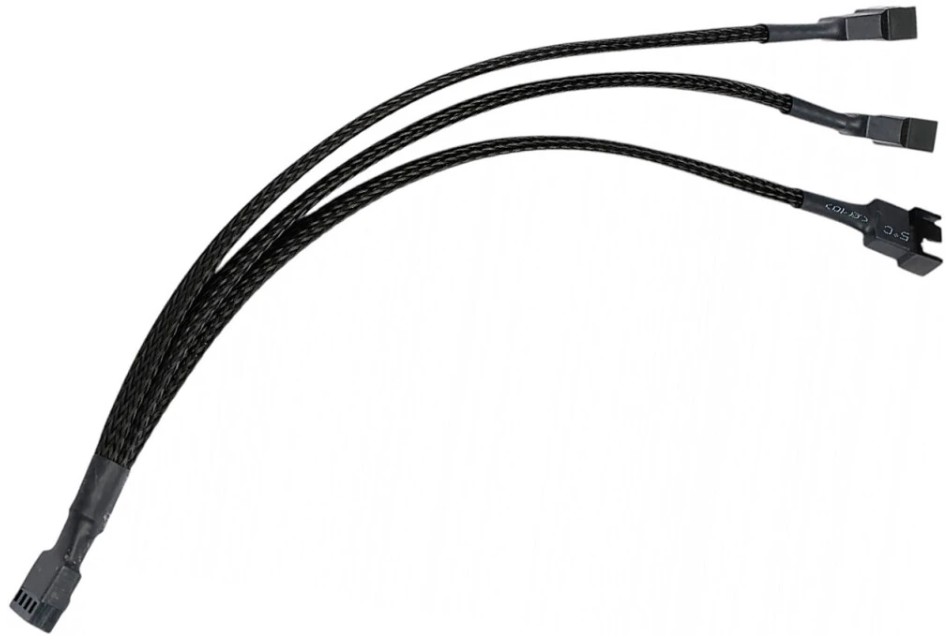 

Кабель-разветвитель Cablexpert CC-FAN-1F3M-27CM питания FAN, 4pin(f)/3x4pin(m), PWM(ШИМ), медь, 27см, черный, пакет, CC-FAN-1F3M-27CM