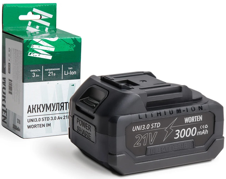 

Аккумулятор WORTEN UNI3.0 STD КА-90000585 3.0Ач 21В, UNI3.0 STD