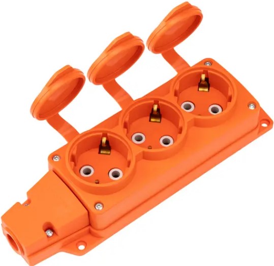 

Розетка кабельная Rexant 111-227 влагозащищенная с крышкой 3 гнезда COMPACT, с/з, 16А, IP54, каучук, оранжевая, 111-227