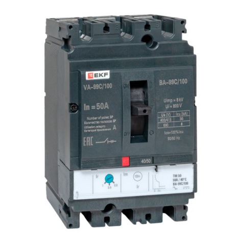 Изображение товара Автоматический выключатель EKF MCCB99C-100-50 литой корпус для защиты электросетей