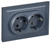 фото Розетка двухместная с заземлением в сборе  IEK BR-R24-16-K35-F
