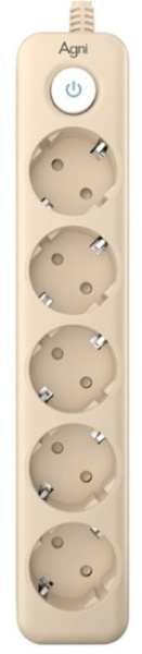 Изображение товара Сетевой фильтр AGNI TP-FD5E-3m-ivory с 5 розетками и защитой