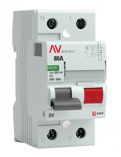 

УЗО EKF rccb-2-80-300-ac-av DV 2P 80А/300мА (AC) AVERES, rccb-2-80-300-ac-av
