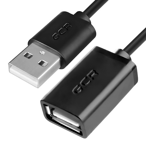 Удлинитель Greenconnect Russia GCR-UEC6M-BB2S-1.0m, 11092, USB 2.0 черный, AM / AF, 28/28 AWG, экран, армированный, морозостойкий