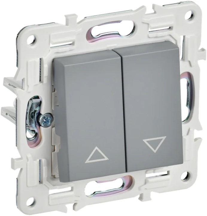

Выключатель двухклавишный для жалюзи IEK SK-V15-0-10-K03 SKANDY 10А SK-V12Gr серый, SK-V15-0-10-K03