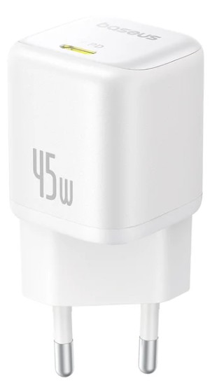 

Зарядное устройство сетевое Baseus PicoGo GaN P10176800213-00 1C 45W EU Moon White, PicoGo GaN