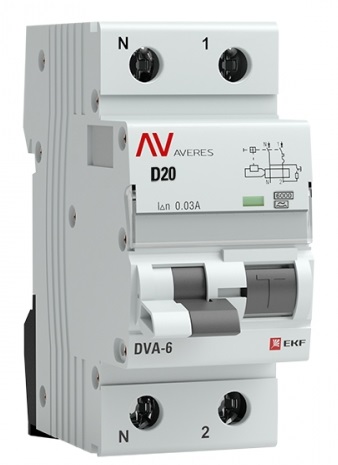 

Автомат дифференциальный EKF rcbo6-1pn-20D-30-a-av DVA-6 1P+N 20А (D) 30мА (A) 6кА AVERES, rcbo6-1pn-20D-30-a-av