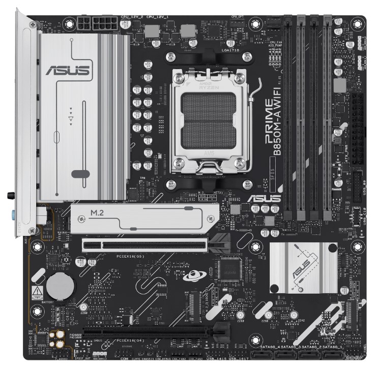 

Материнская плата mATX ASUS PRIME B850M-A WIFI (AM5, AMD B850, 4*DDR5, PCIe, 4*SATA, 3*M.2, WiFi, BT, 4*USB 3.2, 4*USB 2.0, HDMI, DP), PRIME B850M-A WIFI