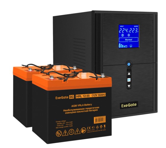 

Комплект Exegate SineTower SZ-2000.LCD.AVR.3SH.1C13.USB EX296843RUS ИБП EX295989RUS + батарея 55Aч EX285652RUS 2шт (инвертор, синус, для котла) 2000VA, SineTower SZ-2000.LCD.AVR.3SH.1C13.USB