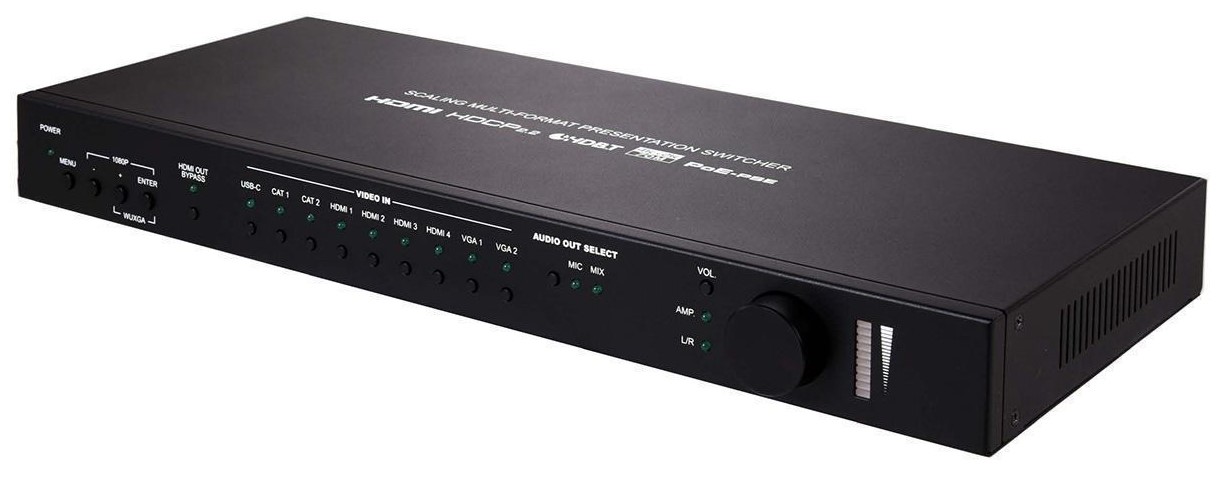 

Масштабатор Cypress CSC-6030HB сигналов 4 х HDMI, 2 х HDBaseT, USB-C, 2 х VGA, микрофонного и 6 х стереоаудио в HDMI и HDBaseT, CSC-6030HB