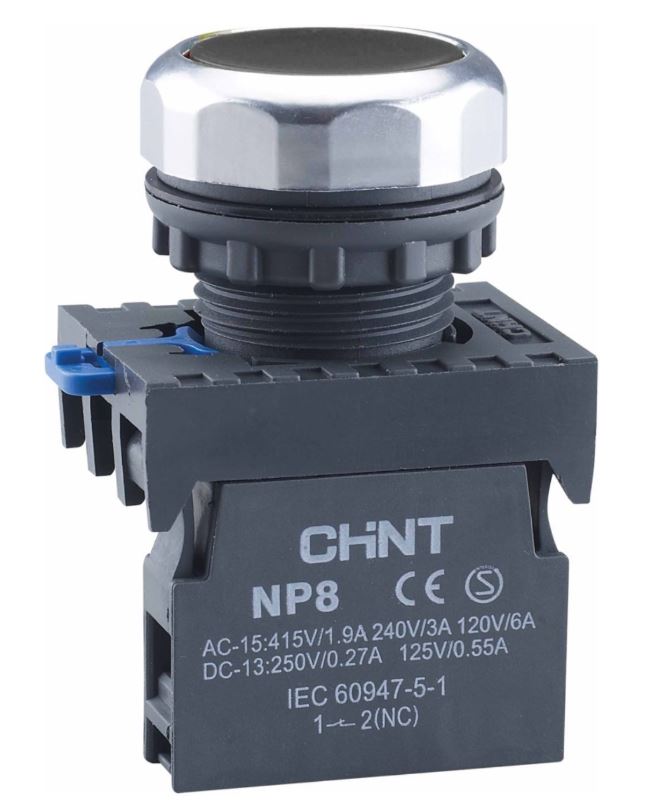 

Кнопка управления CHINT 578647 NP8-10BN/2, без подсветки, черн., 1НО, IP65 (R), 578647