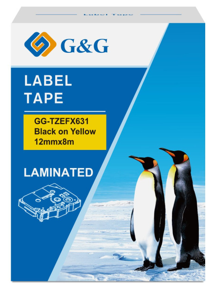 Изображение товара Картридж ленточный G&G GG-TZEFX631 для Brother 12 мм 8 м черно-желтый