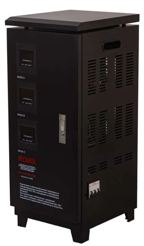 

Стабилизатор Ресанта 63/4/3 АСН-6000/3 трехфазный 140-260В 6кВА, 63/4/3