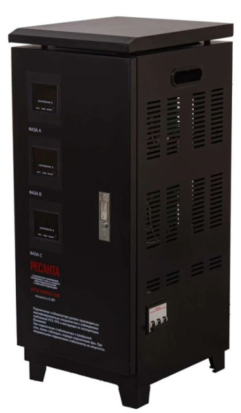 Изображение товара Трехфазный стабилизатор напряжения Ресанта АСН-6000/3-ЭМ 6000 ВА для дома и работы