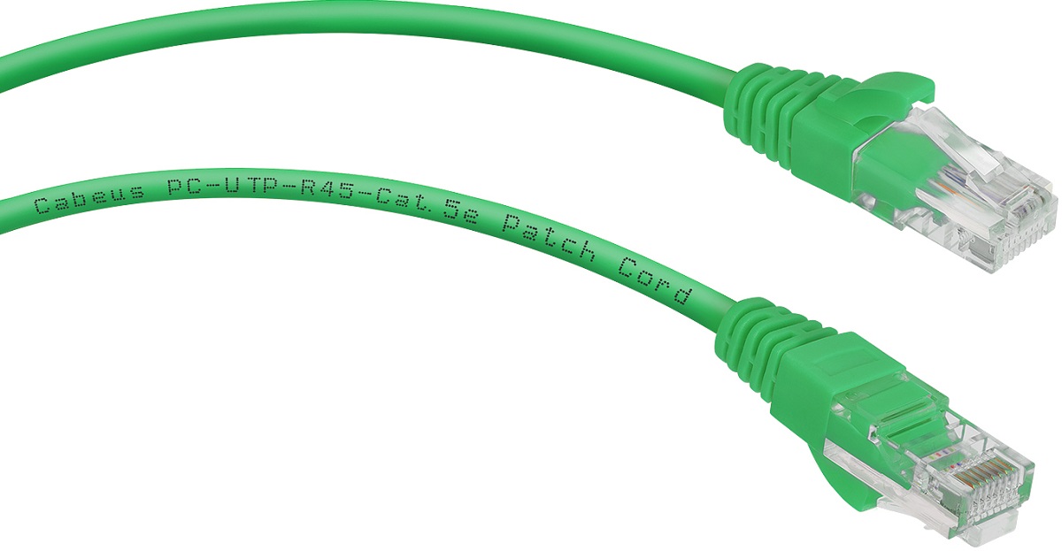 фото Кабель патч-корд U/UTP 5e кат. 1,5м.  Cabeus PC-UTP-RJ45-Cat.5e-1.5m-GN-LSZH