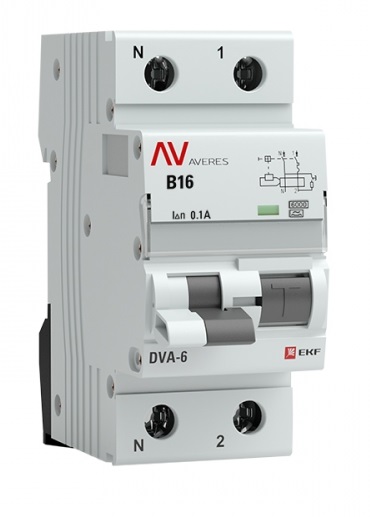 

Автомат дифференциальный EKF rcbo6-1pn-16B-100-a-av DVA-6 1P+N 16А (B) 100мА (A) 6кА AVERES, rcbo6-1pn-16B-100-a-av