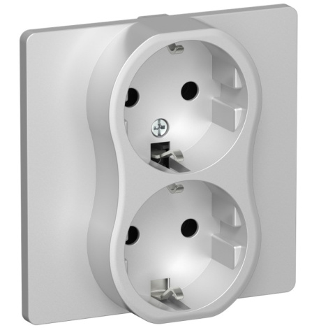 Изображение товара IEK FI-R21C-16-1-K47 - двухместная розетка с заземлением, IP20, белая