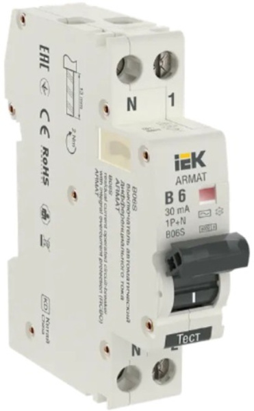 Изображение товара Автоматический выключатель дифф. тока IEK AR-B06S-1N-B06C030 1 полюс