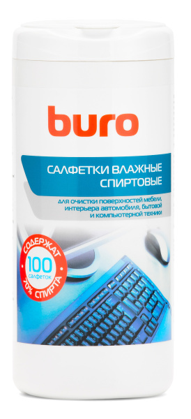 Изображение товара Спиртовые влажные салфетки Buro BU-AN32 100 шт для дезинфекции и очистки