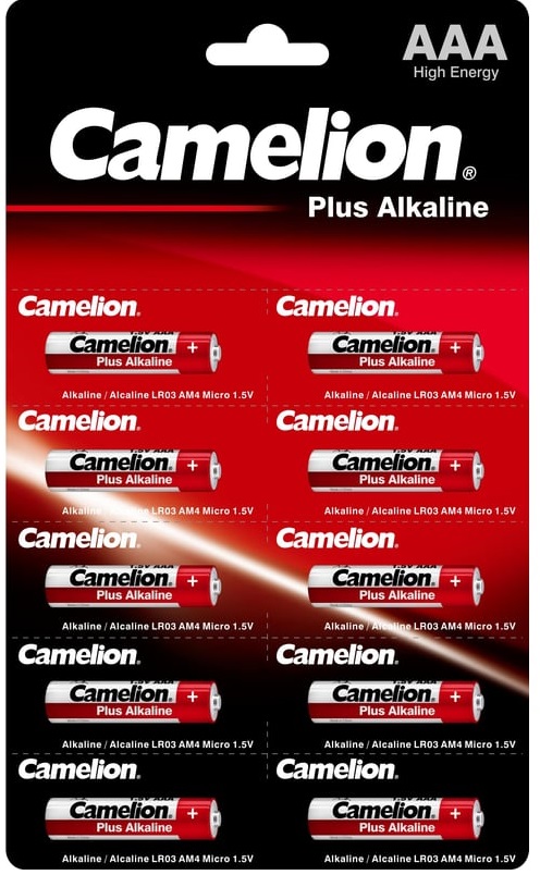 

Батарейка Camelion Plus Alkaline LR03 BL-1x10 CAMELION 14136 отрывные (мизинчиковая батарейка ААА 1.5В) (упак. 10 шт.), Plus Alkaline LR03 BL-1x10