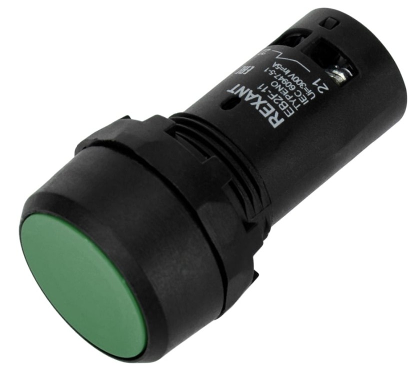 

Кнопка Rexant 36-5531 EB22 возвратная зеленая NO+NC 300 В, 36-5531