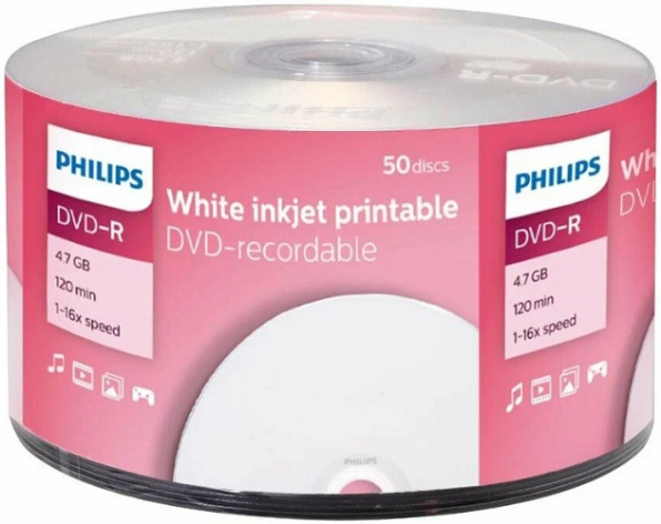Изображение товара Диск DVD-R Philips DM4I6U50F/97 4.7 ГБ 16x Bulk Printable