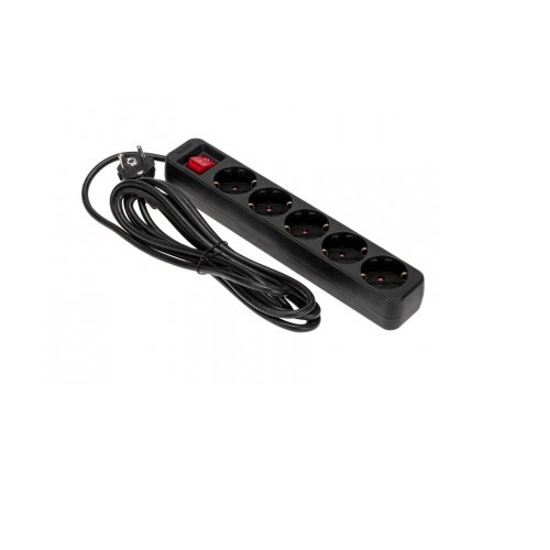 

Удлинитель Rexant 13-4038 STANDARD 5 гнезд, 3м, 3х1,0мм2, с/з, с выключателем, черный, 13-4038