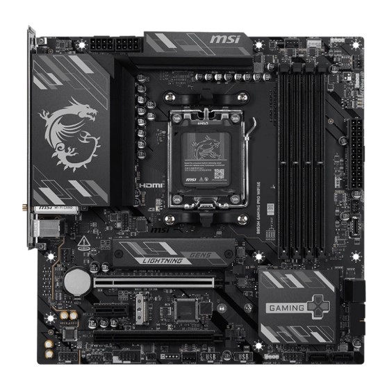 

Материнская плата mATX MSI B850M GAMING PRO WIFI6E (AM5, AMD B850, 4*DDR5, 2*PCIe, 2*M.2, 4*SATA, WiFi, BT, 4*USB 2.0, 2*USB Type-C, HDMI, DP), B850M GAMING PRO WIFI6E
