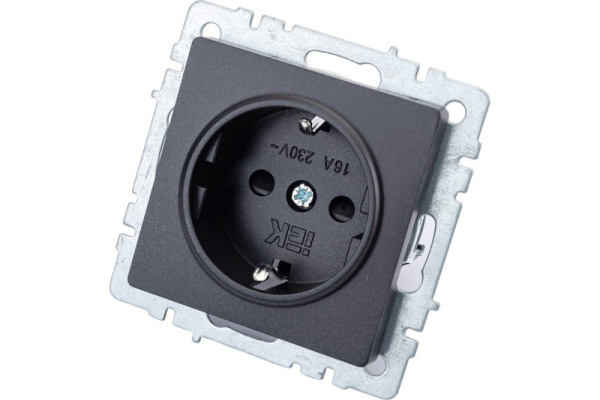 Изображение товара Розетка IEK BR-R14-16-K02 серия BRITE черный защитные шторки заземление IP20