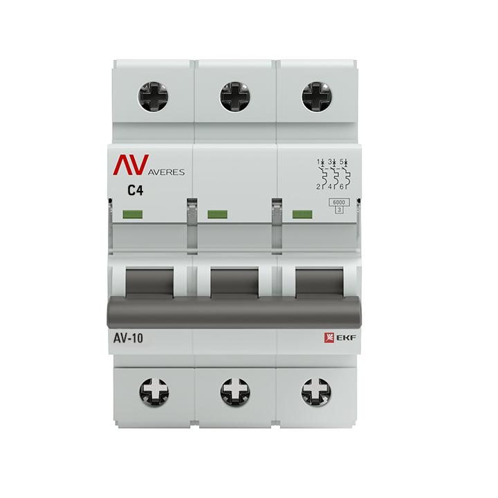 

Автоматический выключатель EKF mcb10-3-04C-av AV-10 3P 4A (C) 10kA AVERES, mcb10-3-04C-av