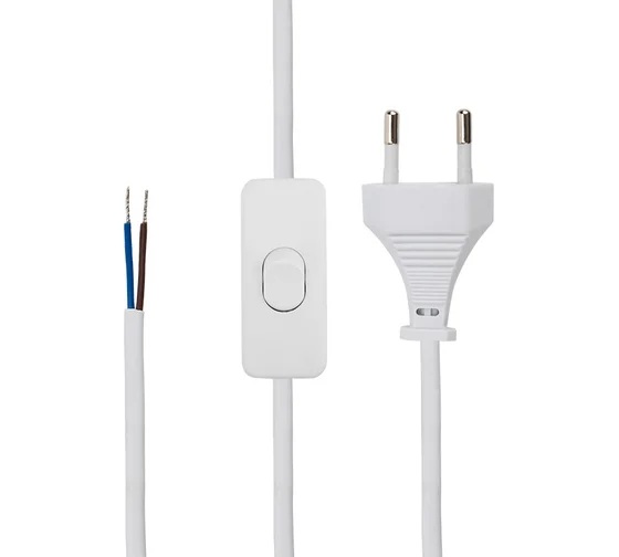 

Шнур Rexant 11-1133 сетевой с выключателем 2х0,75 мм² 1,8м белый, 11-1133