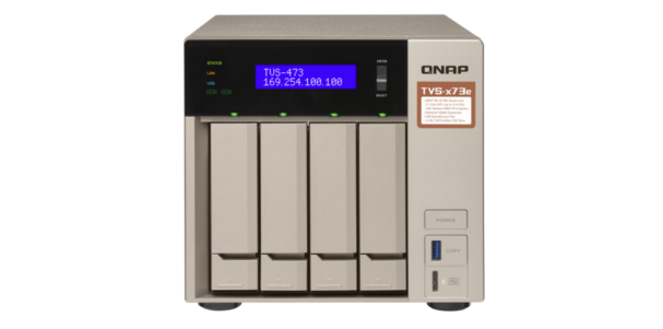 

Сетевой RAID-накопитель QNAP TVS-473e-8G NAS, 4-tray w/o HDD, 2xM.2 SSD Slot, 2xHDMI-port. Quad-сore AMD quad-core 2.1 GHz up to 3.4 GHz , 8GB DDR4 (2, TVS-473e-8G