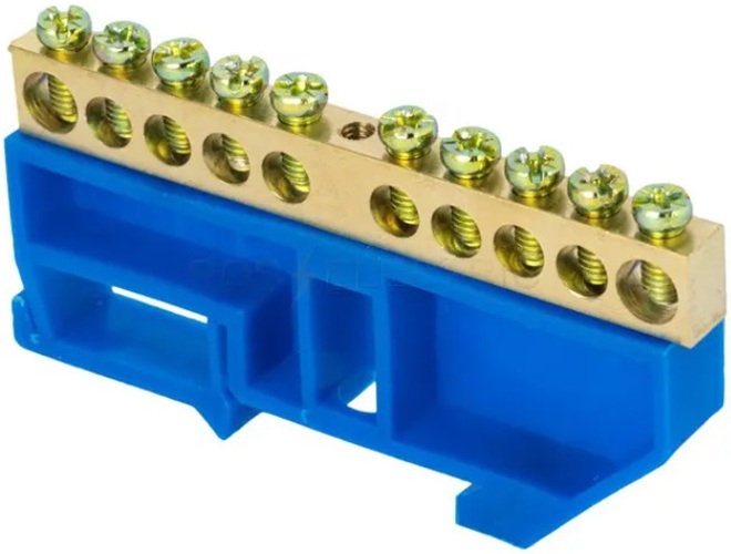 

Шина EKF sn0-125-10-d-r "0" N (8x12мм) 10 отв. латунь синий изолятор на DIN-рейку розн. стикер, sn0-125-10-d-r